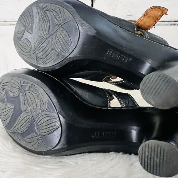 Boc Born Concepts Black Leather Heeled Clogs Mules - Size US9 EU40 - Picture 8 of 9